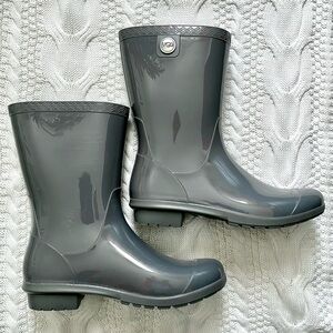 UGG Sienna Gray Rain Boots Waterproof Rubber Mid-Calf Boots Size 9